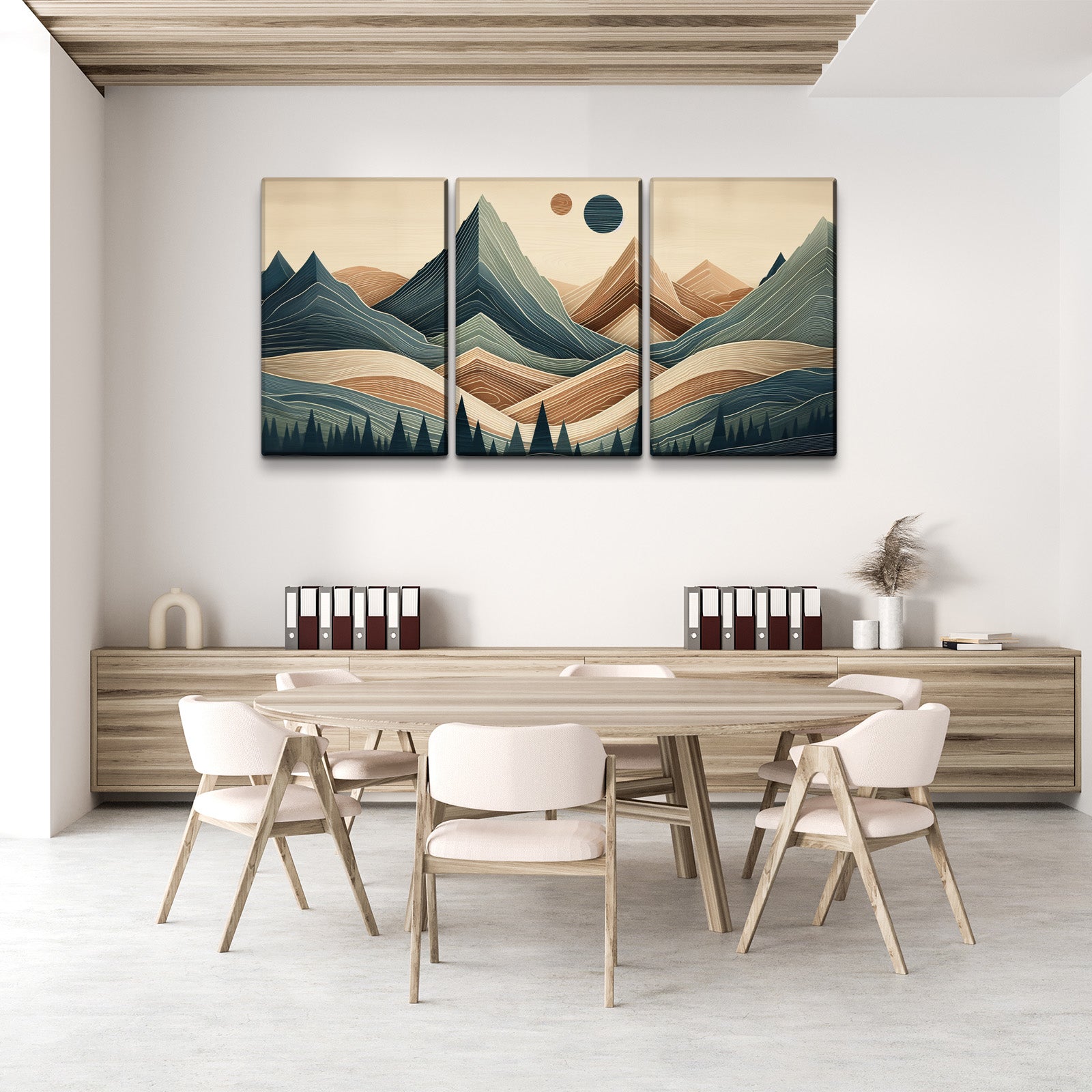 3 Panels Framed Abstract Wood Grain Boho Style Mountain & Forest Canvas Wall Art Decor,3 Pieces Mordern Canvas Decoration Painting For Office,Dining Room,Living Room, Bedroom Decor Ready To Hang Rectangle Framed Multicolor Oversized 41In Canvas Nature