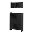 Multi Functional Shoe Cabinet With Wall Cabinet, Space Saving Design Foyer Cabinet With 2 Flip Drawers, Versatile Side Cabinet For Hallway, Black Black Primary Living Space Particle Board