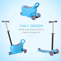 3 In 1 Ride On Push Car, Kids Scooter, Sliding Walker, Push Rider, With Adjustable Handlebar, 3 Balanced Wheels, Removable Storage Seat, For Boys And Girls Aged 2 6 Years Olds, Blue Blue Metal