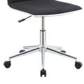 Black And Chrome Armless Office Chair With Casters Black Office Contemporary,Modern Office Chairs Solid Back Foam Adjustable Height Upholstered