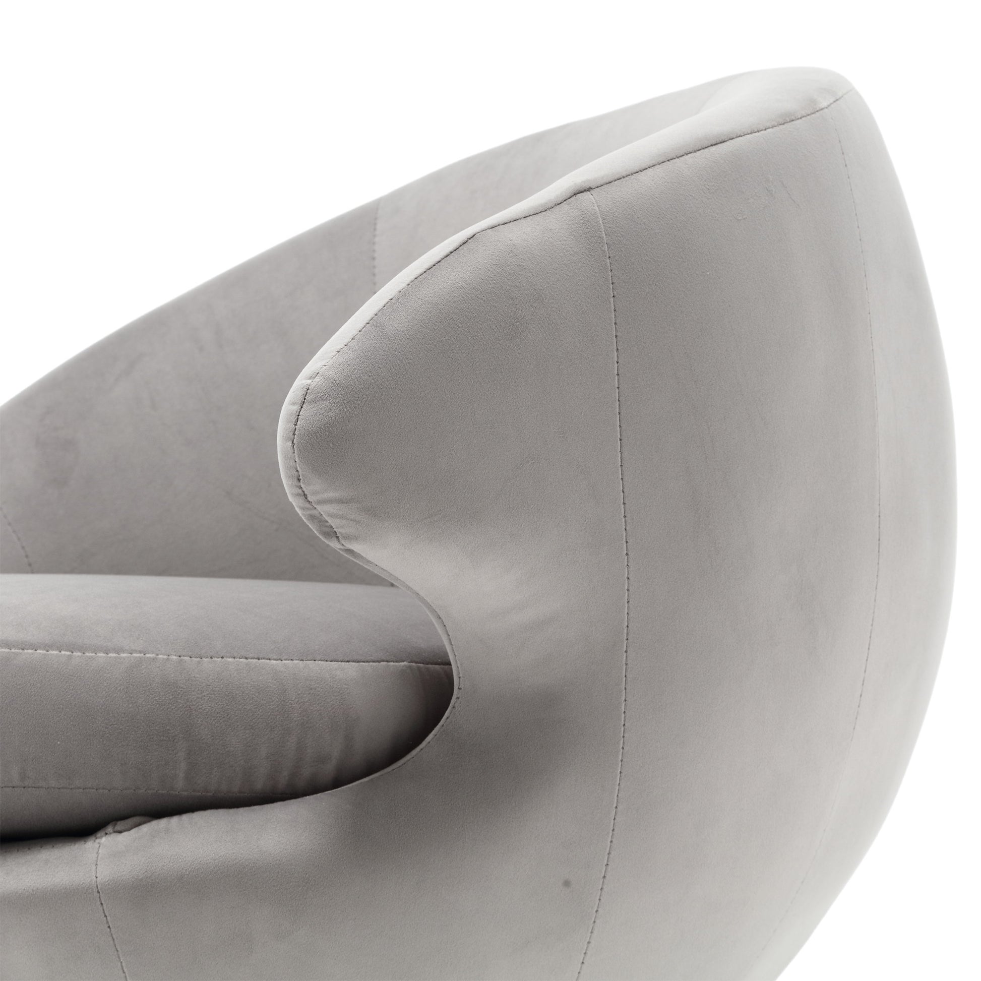 360 Degree Swivel Cuddle Barrel Accent Chairs, Round Armchairs With Wide Upholstered, Fluffy Fabric Chair For Living Room, Bedroom, Office, Waiting Rooms Gray Velvet