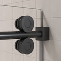 50'' 54'' W x 76'' H Single Sliding Frameless Shower matte black-stainless steel