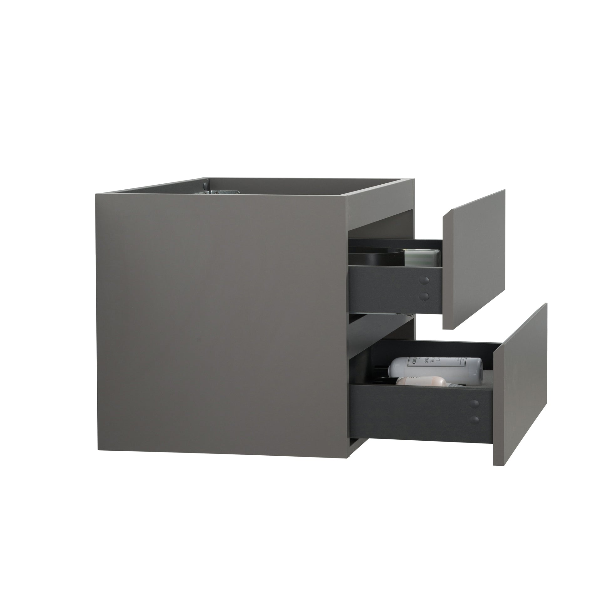 Alice 36W 102,Wall Mount Cabinet Without Basin,Gray Color, With Two Drawers, Pre Assembled White Gray Mdf