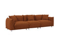 Originality Shapes Curry Lambswool Sherpa 4 Seater Sofa With Metal Legs, Solid Wood Frame Couch With 3 Pillows, Linear And Modular Version Design, Possibility Combined Armchair Current Style Brown