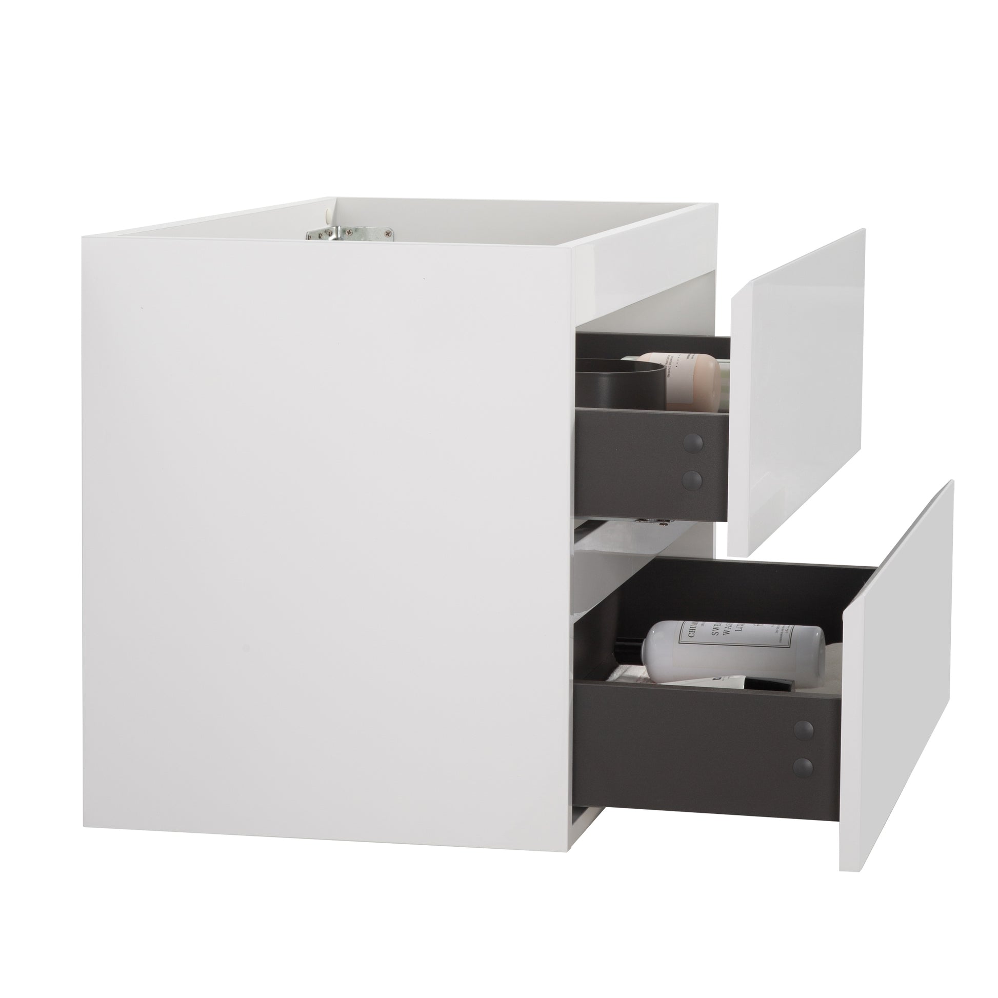 Alice 24W 201,Wall Mount Bathroom Vanity Without Basin, White Color, With Two Drawer, Pre Assembled White Mdf