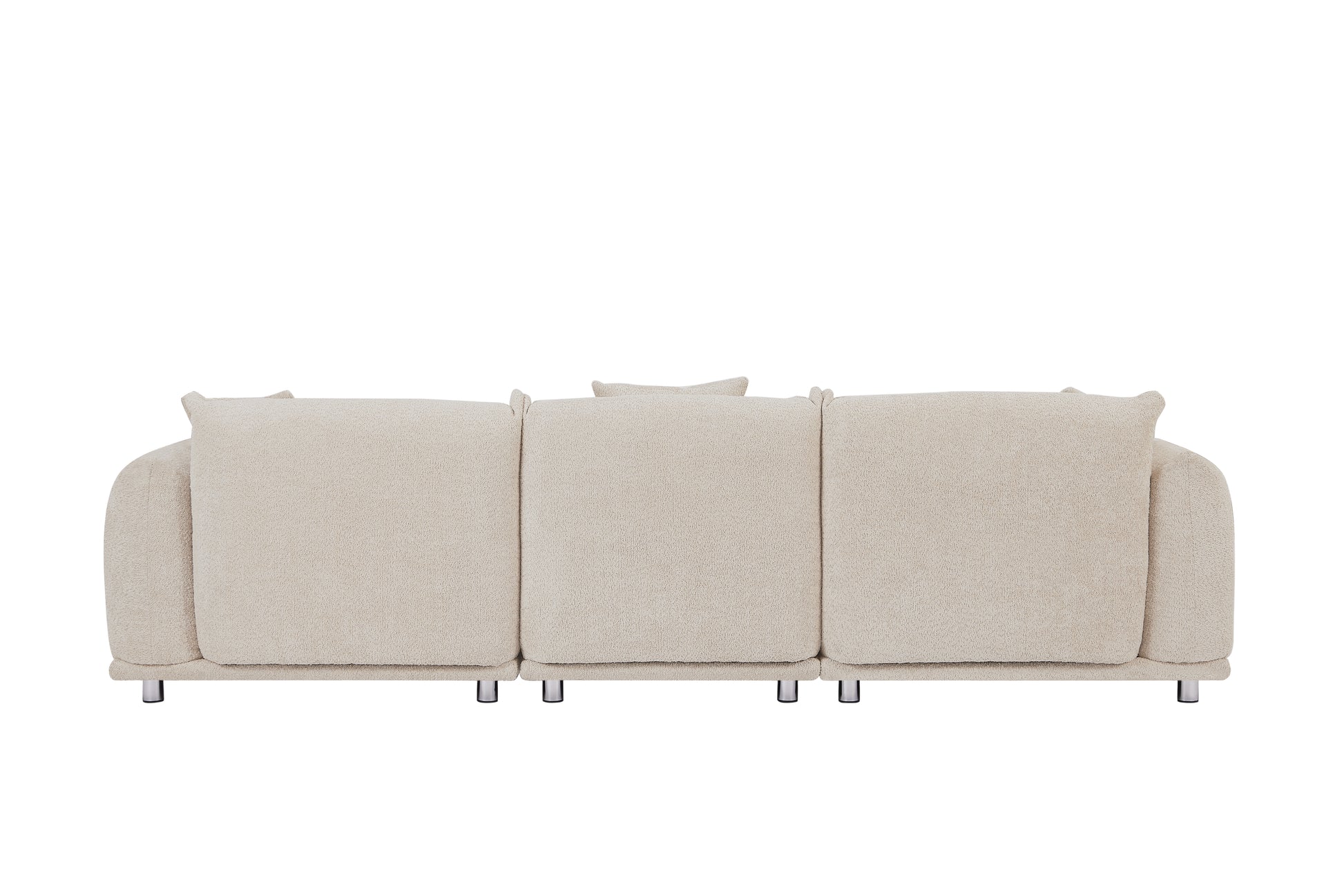 Originality Shapes Camel Lambswool Sherpa 4 Seater Sofa With Metal Legs, Solid Wood Frame Couch With 3 Pillows, Linear And Modular Version Design, Possibility Combined Armchair Current Style Camel