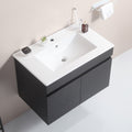 30 Inch Wall Mounted Bathroom Vanity with White black-solid wood