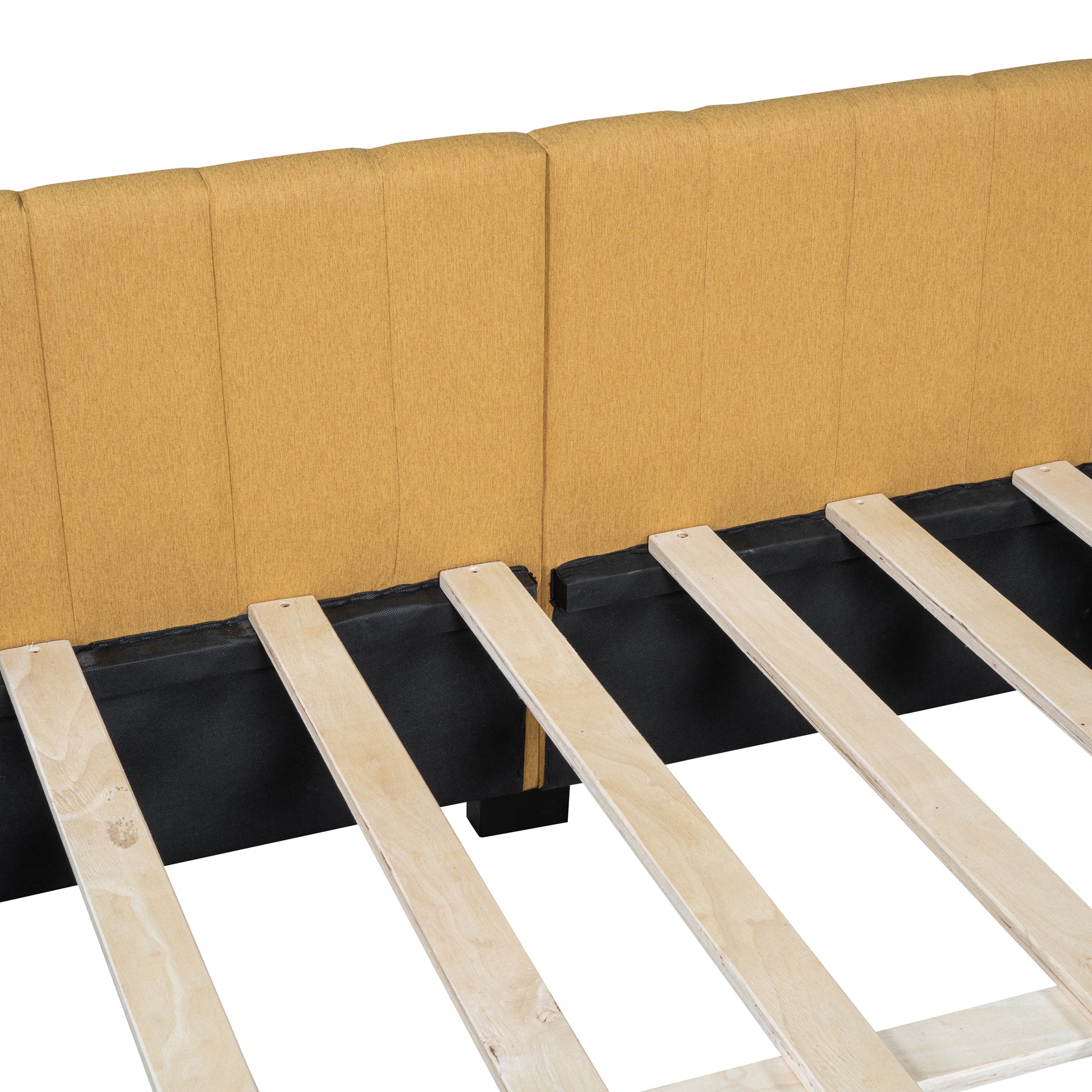 Full Size Upholstered Daybed With 2 Storage Drawers Sofa Bed Frame No Box Spring Needed, Linen Fabric Yellow Yellow Linen