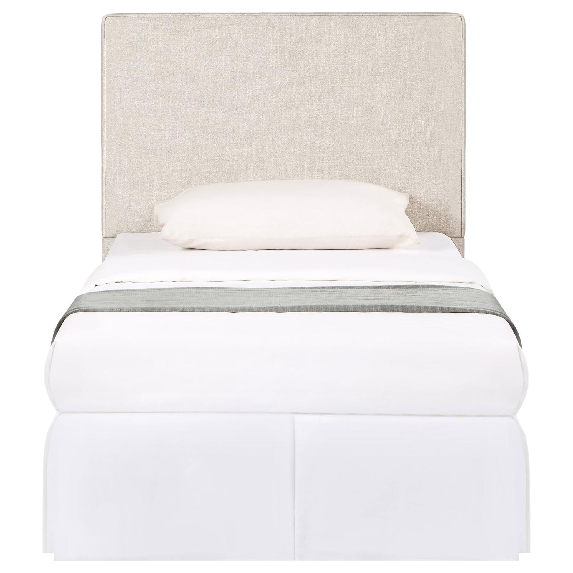 Sand Headboard With Self Welt Details Twin Ivory Wood Bedroom Transitional Foam Upholstered