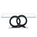 A Rectangular Modern And Fashionable Coffee Table With Tempered Glass Tabletop And Black Legs. Suitable For Living Room. 47.2