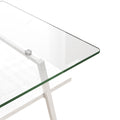 Rectangle Coffee Table, Tempered Glass Tabletop With White Metal Legs, Modern Table For Living Roomtransparent Glass Transparent Tempered Glass