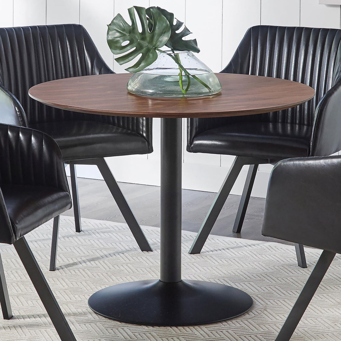 Brown And Black Round Dining Table Brown Dining Room Contemporary,Modern Round Kitchen & Dining Tables Wood Pedestal