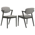 Brown Grey And Black Dining Chair Set Of 2 Grey Dining Room Wipe Clean Mid Century Modern Rubberwood Wood