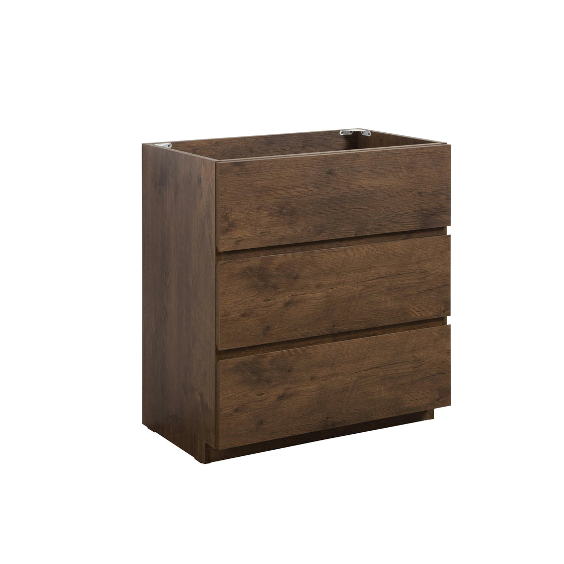 Alice 30F 105,Floor Cabinet Without Basin, Walnut Color, With Three Drawers, Pre Assembled Walnut Melamine