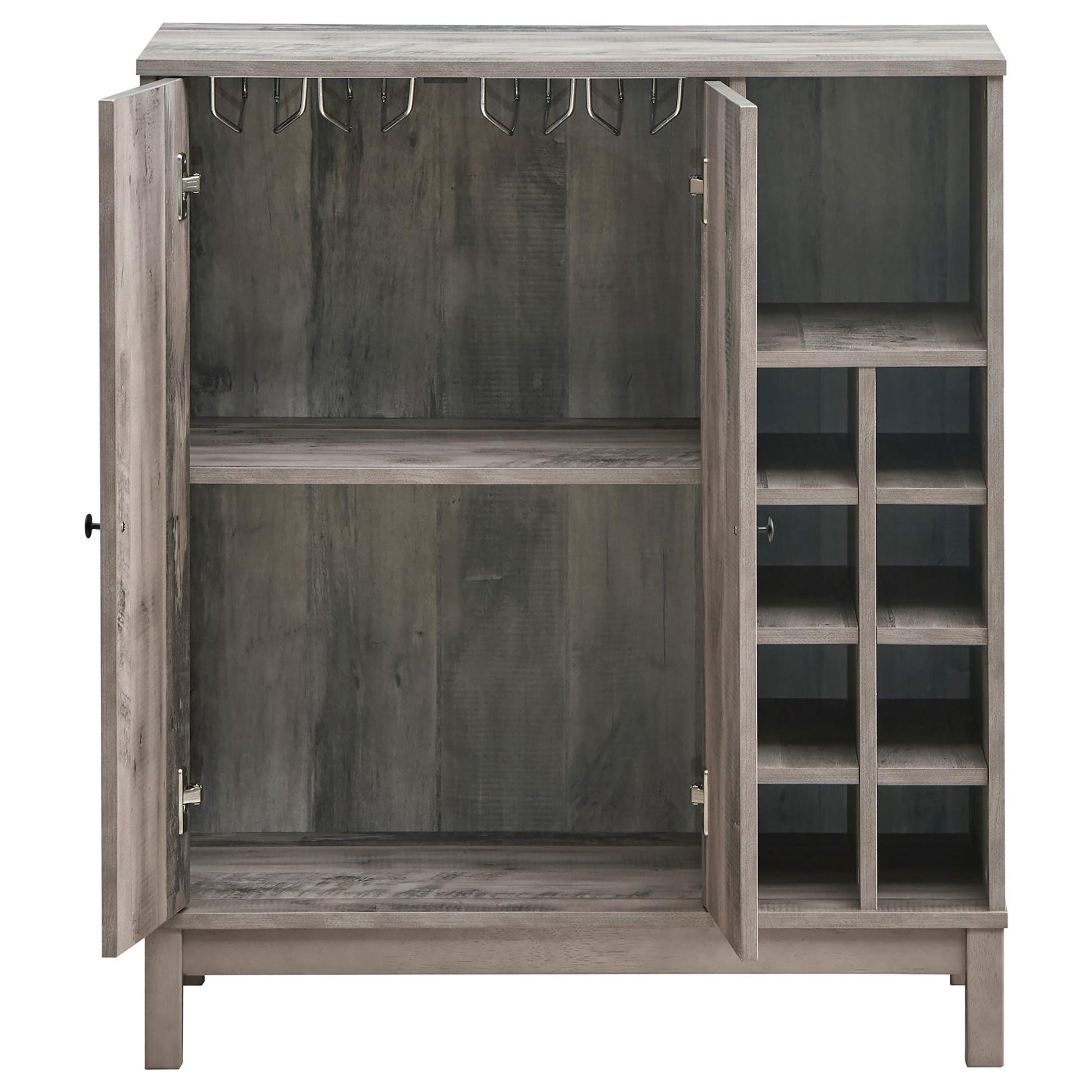 Weathered Acacia Wine Cabinet With 2 Doors Grey Dining Room Farmhouse,Rustic Wood