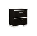 Contemporary 1Pc Nightstand Black Color High Gloss Lacquer Coating Chrome Handles And Feet Bedside Table W Usb Charger Bedroom Furniture Black 2 Drawers Bedroom Bedside Cabinet Classic,Contemporary,Modern Drawers Black Solid Wood