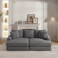 86.6 Inch Corduroy 3 Seater Sofa With 3 Back Pillows2 Toss Pillows And Two Ottoman ,Comfy Sofa Deep Seat Couch For Living Room Grey Corduroy