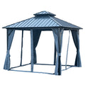 10*10Ft Patic Gazebo,Alu Gazebo With Steel Canopy,Outdoor Permanent Hardtop Gazebo Canopy For Patio, Garden, Backyard Gray Aluminium