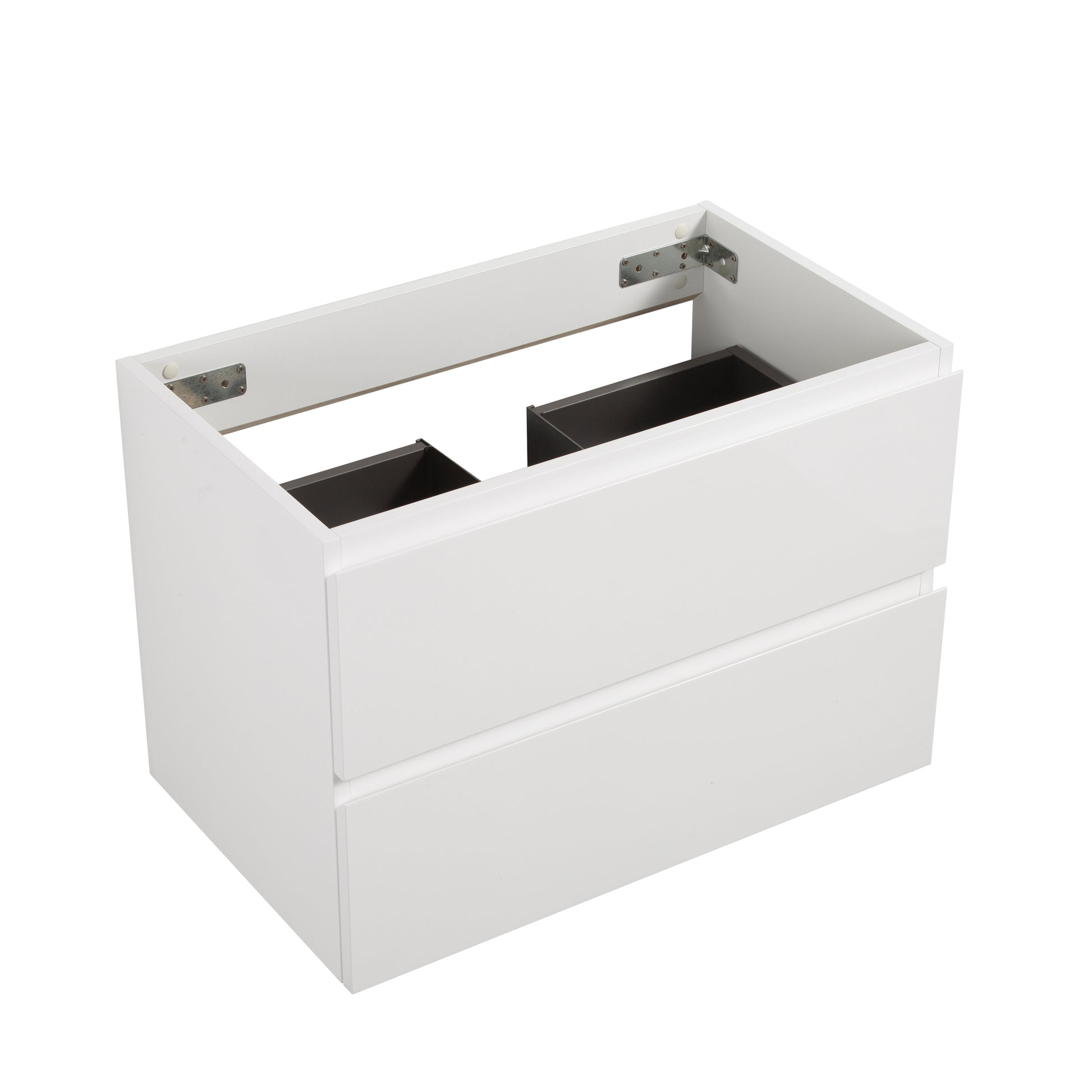 Alice 30W 201, Wall Mount Cabinet Without Basin, White Color, With Two Drawers, Pre Assembled White Mdf