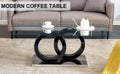 A Rectangular Modern And Fashionable Coffee Table With Tempered Glass Tabletop And Black Legs. Suitable For Living Room. 47.2