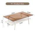 Rectangle Coffee Table, Tempered Glass Tabletop With White Metal Legs, Modern Table For Living Roombrown Glass Brown Tempered Glass