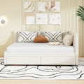 Full Size Upholstered Daybed With 2 Storage Drawers Sofa Bed Frame No Box Spring Needed, Linen Fabric Beige Beige Linen