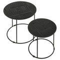 Matte Black 2 Piece Nesting Table Black Primary Living Space Contemporary,Modern Mango Round Coffee & End Tables Wood