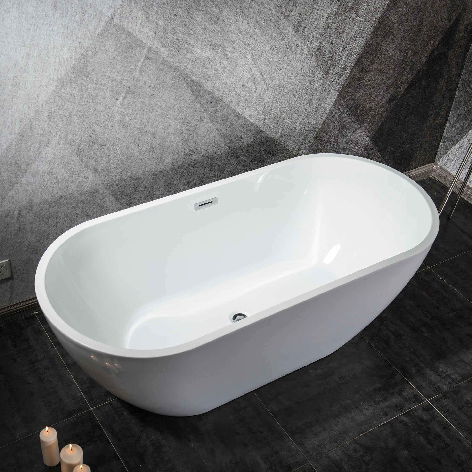 59" Freestanding Acrylic Soaking Bathtub With