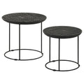 Matte Black 2 Piece Nesting Table Black Primary Living Space Contemporary,Modern Mango Round Coffee & End Tables Wood