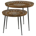 Honey And Black 2 Piece Nesting Table Brown Primary Living Space Mid Century Modern Mango Round Coffee & End Tables Wood