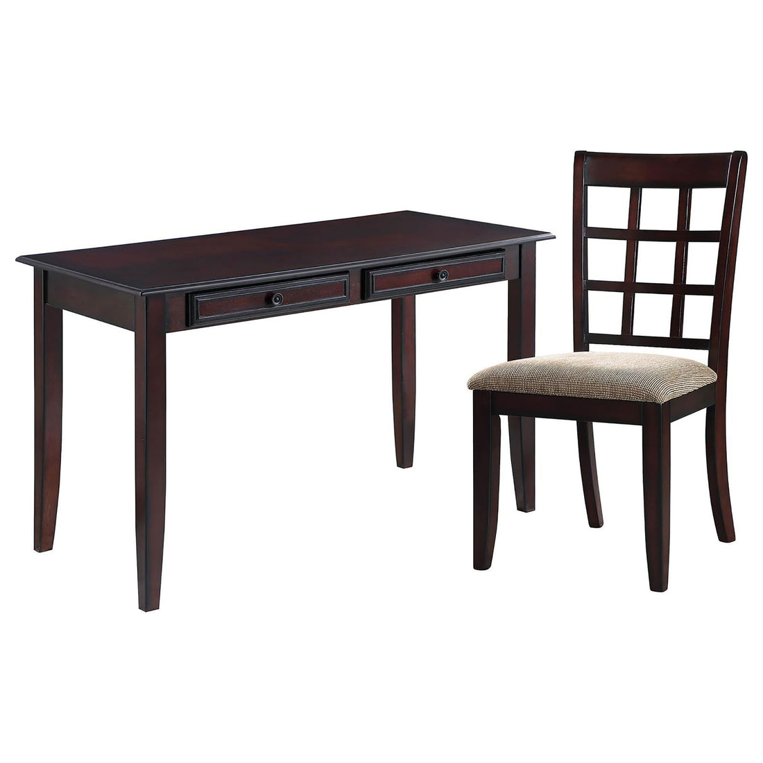 Dark Amber and Tan 2 Piece Writing Desk Set with