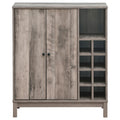 Weathered Acacia Wine Cabinet With 2 Doors Grey Dining Room Farmhouse,Rustic Wood