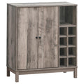 Weathered Acacia Wine Cabinet With 2 Doors Grey Dining Room Farmhouse,Rustic Wood