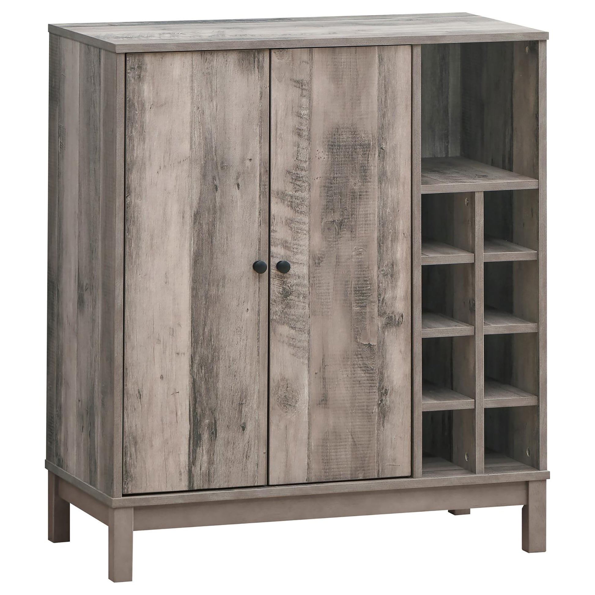 Weathered Acacia Wine Cabinet With 2 Doors Grey Dining Room Farmhouse,Rustic Wood