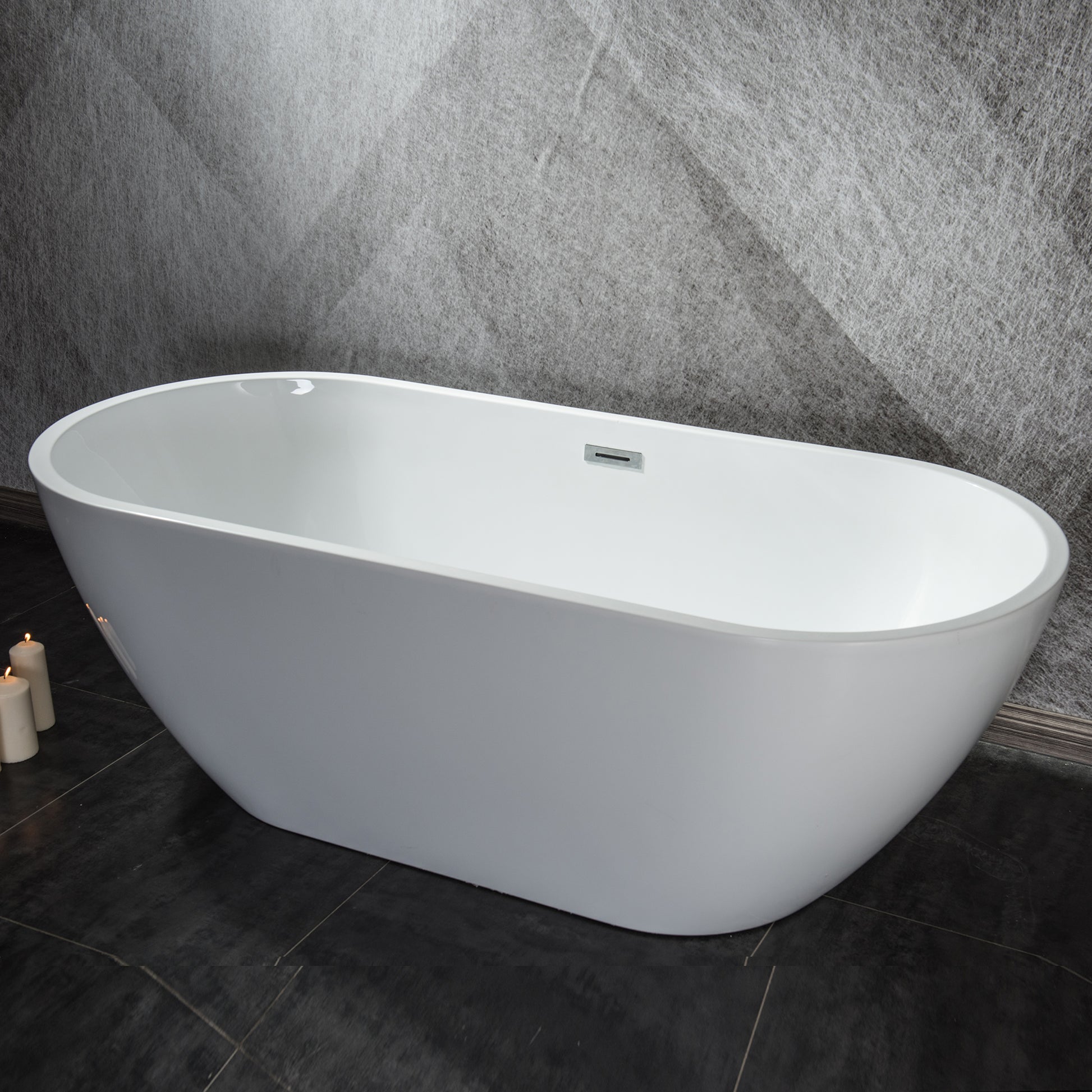 59" Freestanding Acrylic Soaking Bathtub With