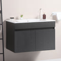 30 Inch Wall Mounted Bathroom Vanity with White black-solid wood