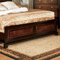 Transitional Queen Size Bed Acacia Walnut Solidwood box spring