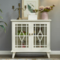 Storage Cabinet With Shelf, White Sideboard Cabinet For Living Room, Hallway, Dining Room, Entryway Lacquered Antique White Mdf Glass