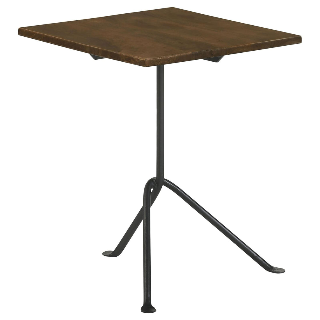 Dark Brown And Gunmetal Accent Table With Tripod Legs Brown Primary Living Space Industrial Tabeltop Mango Square Coffee & End Tables Wood