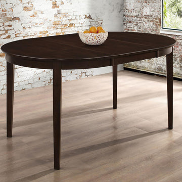 Cappuccino Oval Dining Table With Leaf Extension Brown Dining Room Transitional Tabeltop Rubberwood Oval Kitchen & Dining Tables Wood