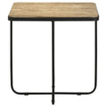 Travertine And Black Accent Table Brown Primary Living Space Contemporary,Modern Square Coffee & End Tables Stone Sled