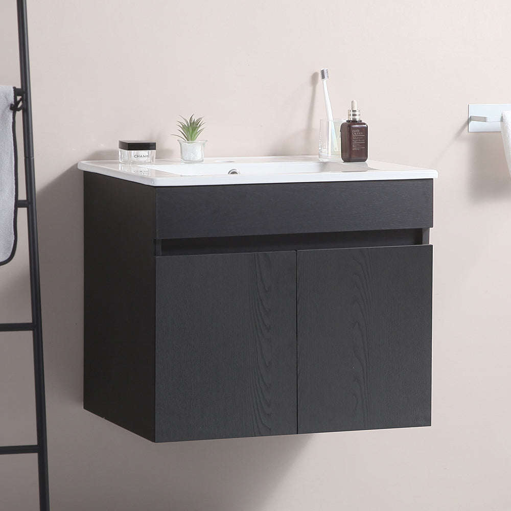 24 Inch Wall Mounted Bathroom Vanity with White black-solid wood