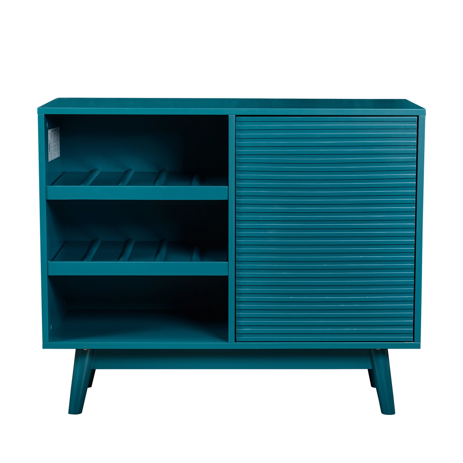 36" Sideboard Buffet Cabinet With Wine Storage Shelf, Storage Cabinet With Wine Glass Holder Organizer Teal Mdf