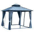10*10Ft Patic Gazebo,Alu Gazebo With Steel Canopy,Outdoor Permanent Hardtop Gazebo Canopy For Patio, Garden, Backyard Gray Aluminium