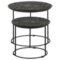 Matte Black 2 Piece Nesting Table Black Primary Living Space Contemporary,Modern Mango Round Coffee & End Tables Wood