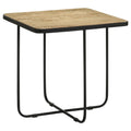 Travertine And Black Accent Table Brown Primary Living Space Contemporary,Modern Square Coffee & End Tables Stone Sled