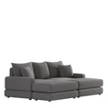 86.6 Inch Corduroy 3 Seater Sofa With 3 Back Pillows2 Toss Pillows And Two Ottoman ,Comfy Sofa Deep Seat Couch For Living Room Grey Corduroy