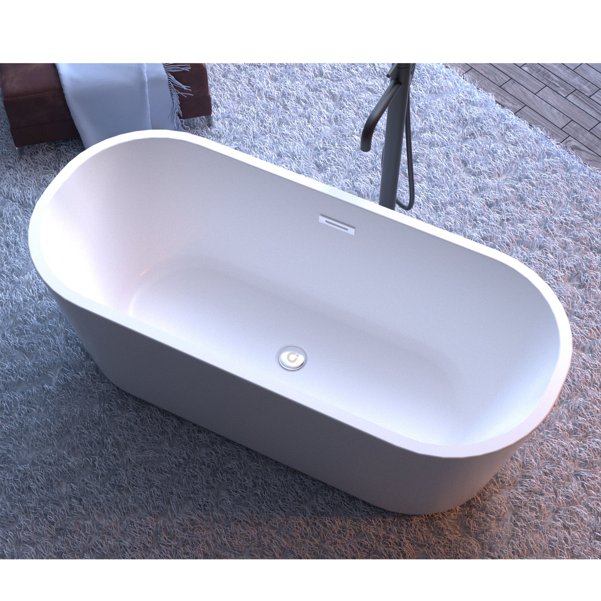 63" Acrylic Freestanding Soaking Bathtub With Chrome Overflow And Drain, Cupc Certified 63" L X 31.1" W, Glossy White 22A02 63 Gloss White Acrylic