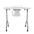 Portable & Foldable Manicure Table Nail Table Desk With Electric Dust Collector, 4 Lockable Wheels, Carry Bag, White White Mdf