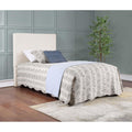 Sand Headboard With Self Welt Details Twin Ivory Wood Bedroom Transitional Foam Upholstered